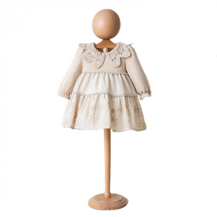 Rochie cu maneca lunga pentru fete Mini Junior RCH-4153, Bej [1]
