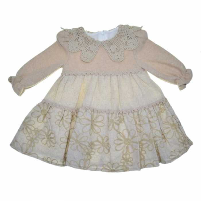Rochie cu maneca lunga pentru fete Mini Junior RCH-4153, Bej [2]