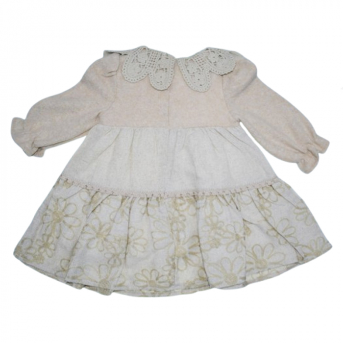 Rochie cu maneca lunga pentru fete Mini Junior RCH-4153, Bej [4]