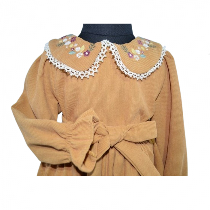 Rochie cu maneca lunga pentru fete Mini Junior RCH-5761G, Maro [2]
