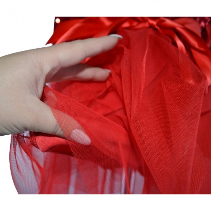 Rochie cu maneca lunga  pentru fete Minijunior T8391RR, Rosu [5]