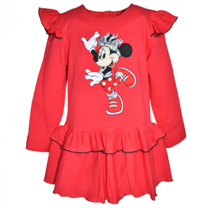 Rochie cu maneca lunga pentru fete Minnie Mouse SNAKE 081123-5, Rosu [1]