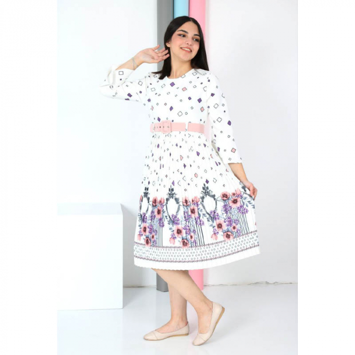 Rochie cu maneca lunga pentru fete Sevval 17323-1, Alb [5]