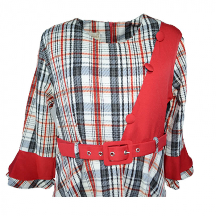 Rochie cu maneca lunga pentru fete Sevval 17323-2, Rosu [3]