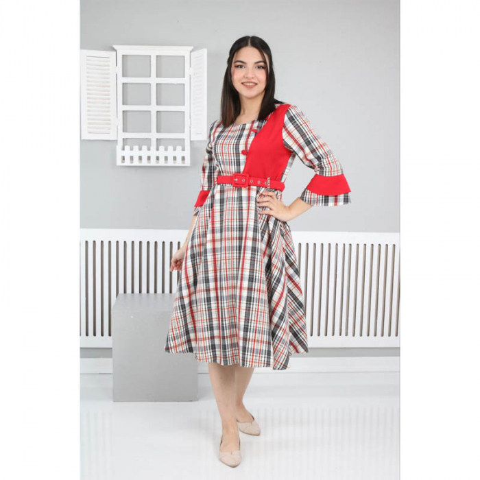 Rochie cu maneca lunga pentru fete Sevval 17323-2, Rosu [4]