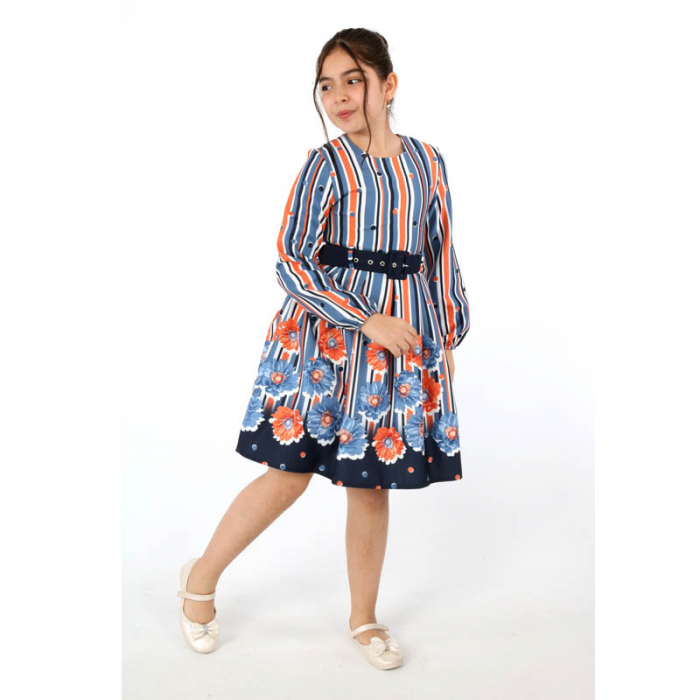 Rochie cu maneca lunga pentru fete Sevval 17323-4, Albastru [4]