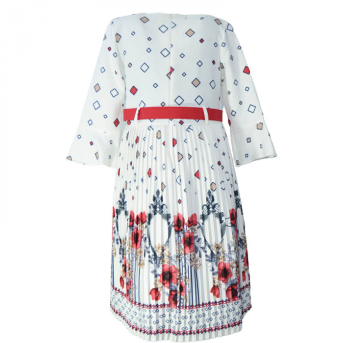 Rochie cu maneca lunga pentru fete Sevval 17323-7, Alb [2]
