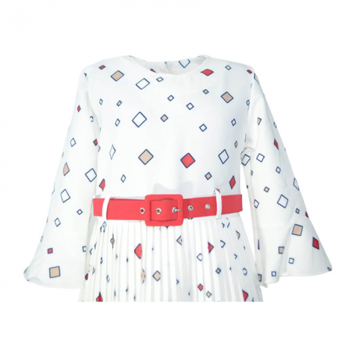 Rochie cu maneca lunga pentru fete Sevval 17323-7, Alb [3]