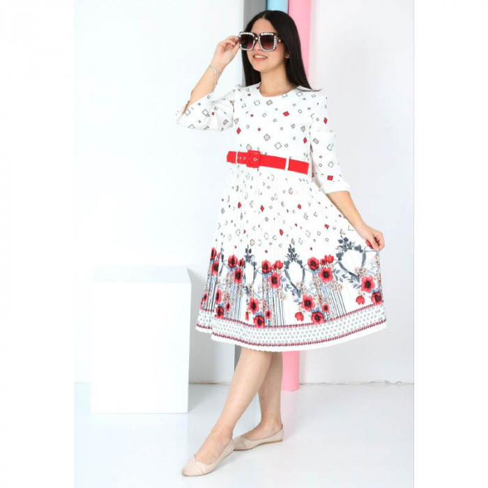 Rochie cu maneca lunga pentru fete Sevval 17323-7, Alb [5]