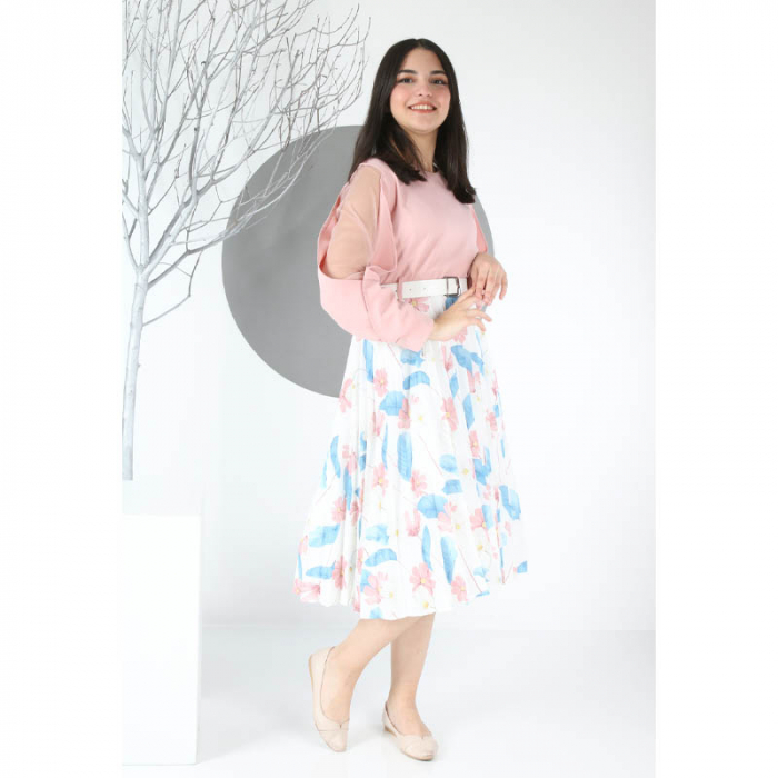 Rochie cu maneca lunga pentru fete Sevval 17323-8, Roz [5]