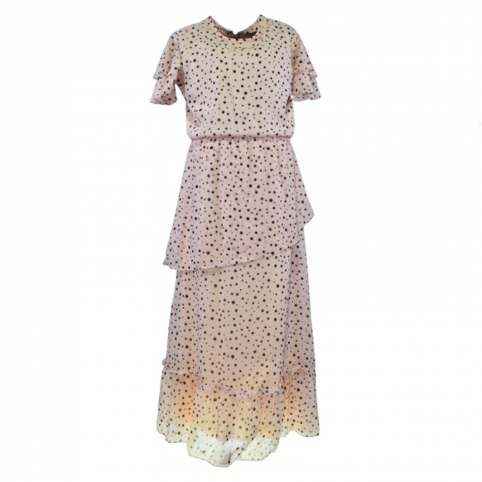 Rochie cu maneca scurta pentru fete Mini Junior RCH-MJ2, Roz [1]