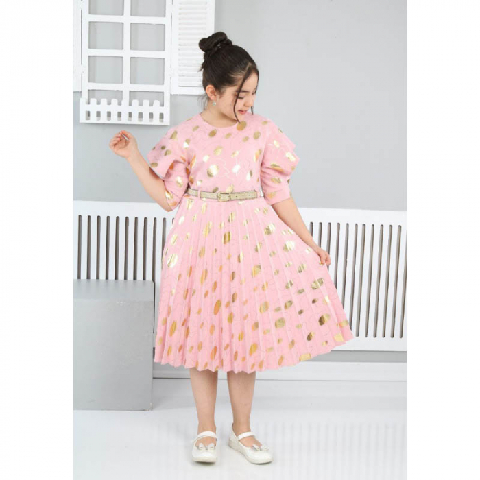 Rochie cu maneca scurta pentru fete Sevval 17323-3, Roz [6]