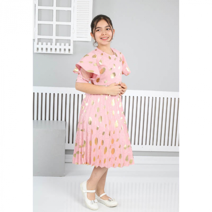 Rochie cu maneca scurta pentru fete Sevval 17323-3, Roz [7]