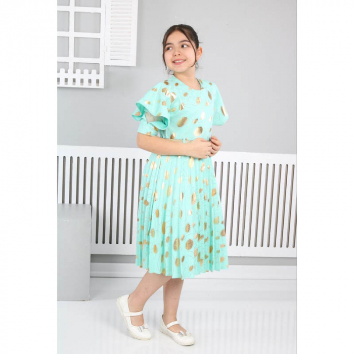 Rochie cu maneca scurta pentru fete Sevval 17323-5, Verde [5]