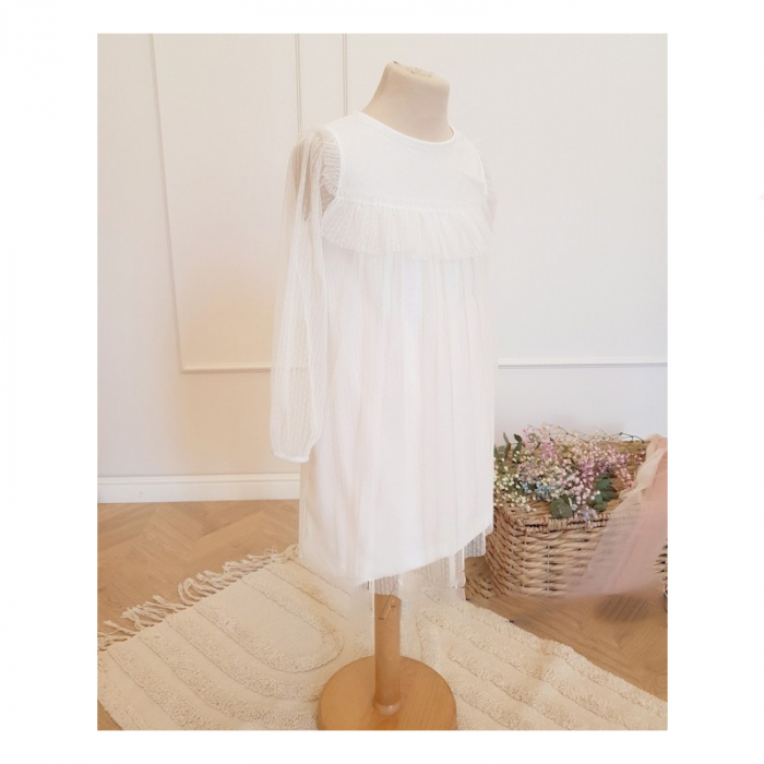 Rochie din bumbac pentru fete Atut 0583-A, Alb [4]