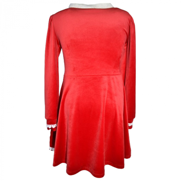 Rochie eleganta din catifea cu maneca lunga pentru fete New Collection 476, Rosu [2]