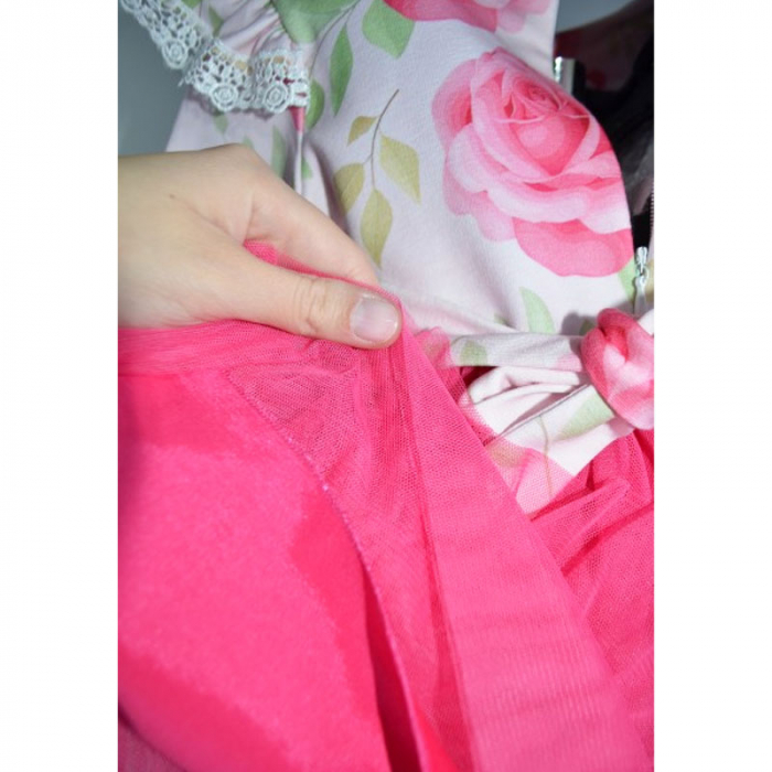 Set rochie eleganta cu maneca lunga si bentita pentru fete LULU DESIGN 101123, Fucsia [7]