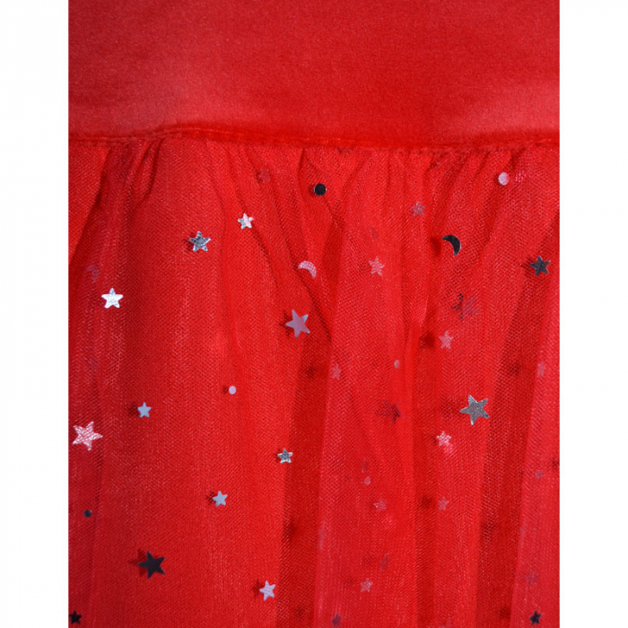 Rochie eleganta din catifea si tulle cu maneca lunga pentru fete Lucky Girl T8295, Rosu [5]
