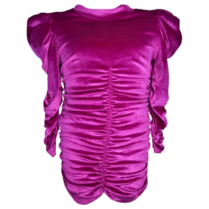 Rochie eleganta din catifea cu maneca lunga pentru fete Lucky Girl 470M, Mov [1]