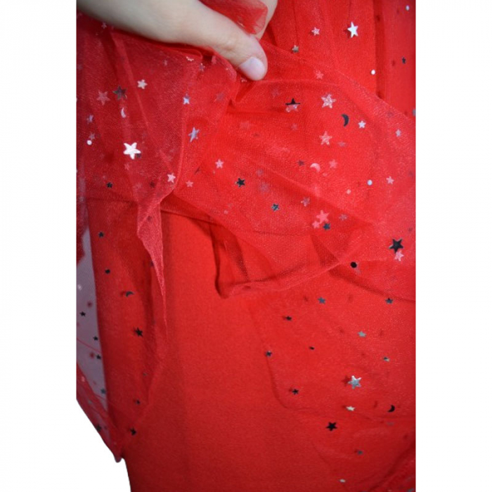 Rochie eleganta din catifea si tulle cu maneca lunga pentru fete Lucky Girl T8295, Rosu [4]