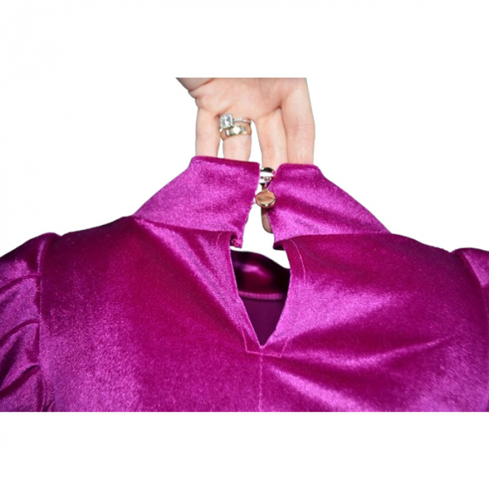 Rochie eleganta din catifea cu maneca lunga pentru fete Lucky Girl 470M, Mov [4]