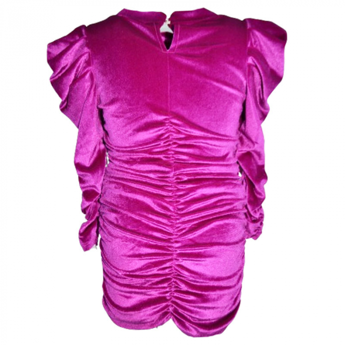 Rochie eleganta din catifea cu maneca lunga pentru fete Lucky Girl 470M, Mov [2]