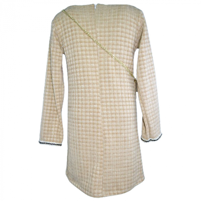 Set rochie eleganta cu maneca lunga si geanta pentru fete New Collection 350B, Bej [2]