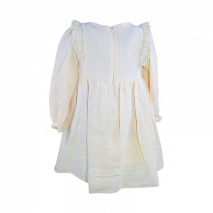 Rochie eleganta cu maneca lunga pentru fete, Mini Junior W1075, Crem [3]