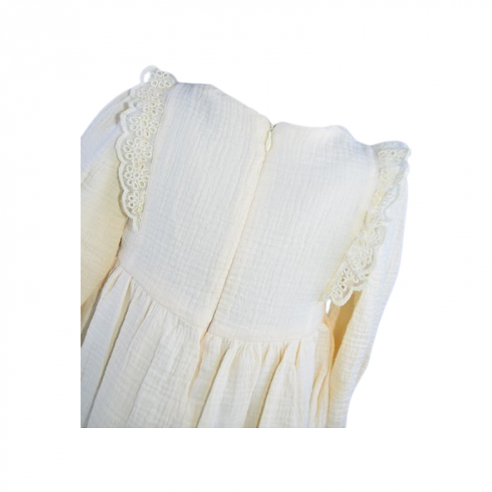 Rochie eleganta cu maneca lunga pentru fete, Mini Junior W1075, Crem [4]