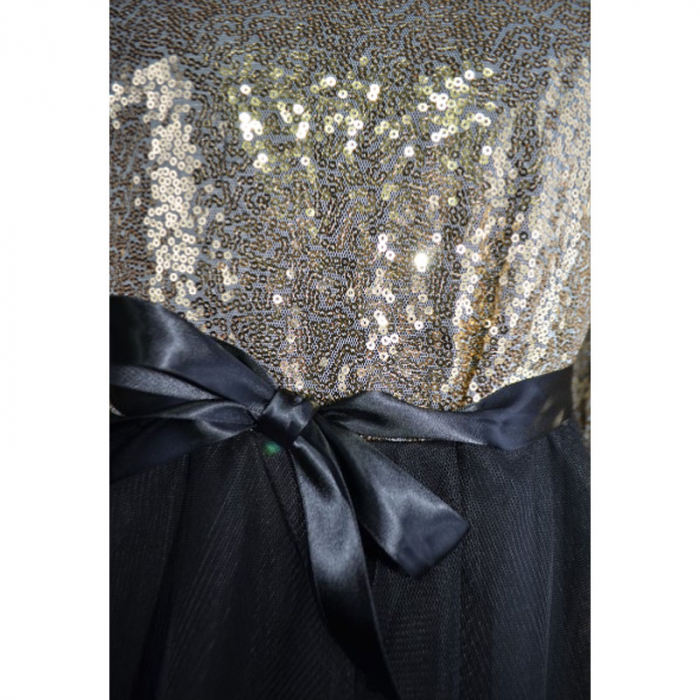 Rochie eleganta cu maneca lunga si paiete pentru fete New Collection 8881-N, Negru [3]