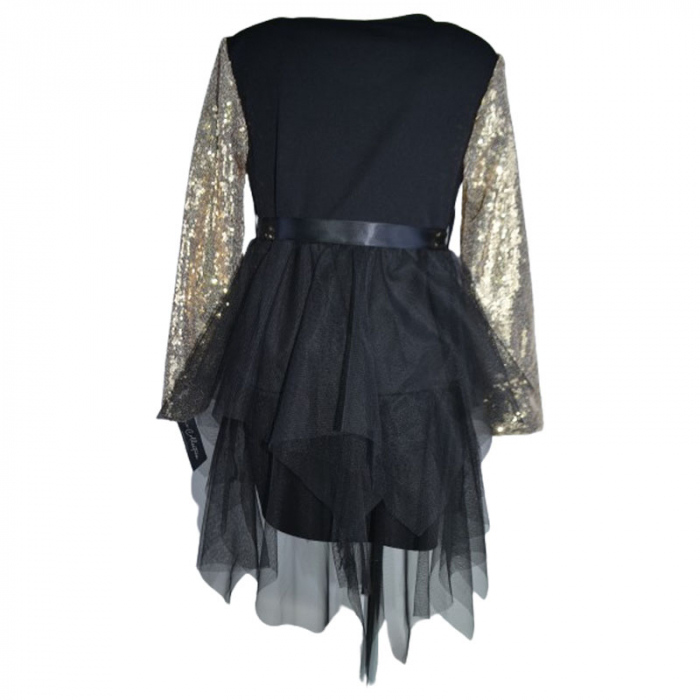 Rochie eleganta cu maneca lunga si paiete pentru fete New Collection 8881-N, Negru [2]