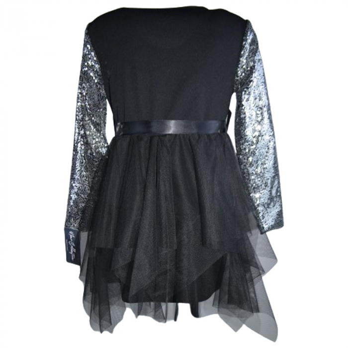 Rochie eleganta cu maneca lunga si paiete pentru fete New Collection 8881, Negru [2]