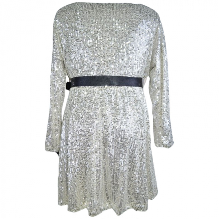 Rochie eleganta cu maneca lunga si paiete pentru fete New Collection 9292-A, Auriu [2]