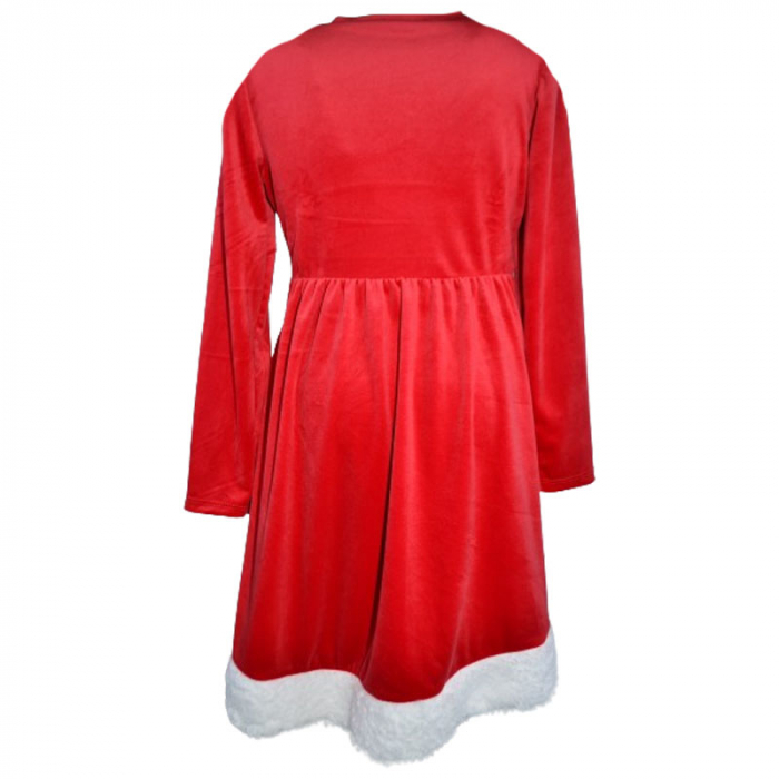 Rochie eleganta din catifea cu maneca lunga de Craciun pentru fete Lucky Girl 6816, Rosu [2]