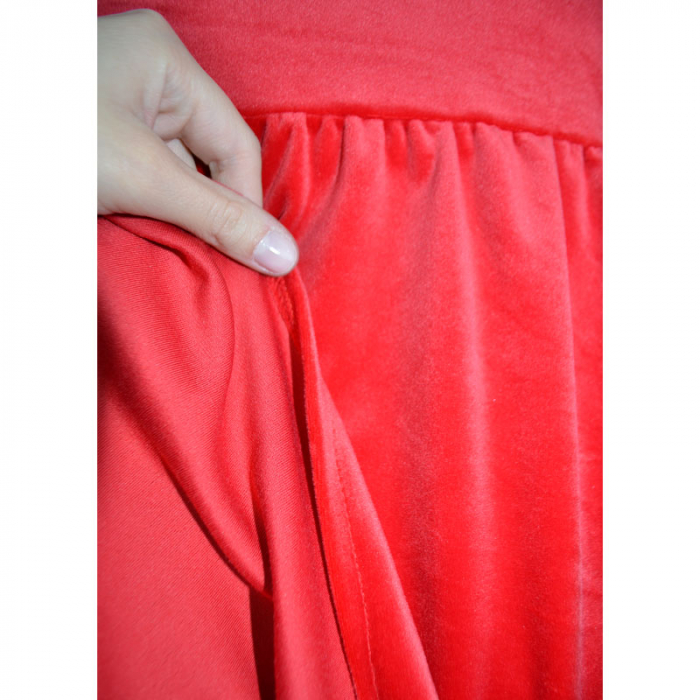 Rochie eleganta din catifea cu maneca lunga pentru fete Madii 101123-8, Rosu [4]