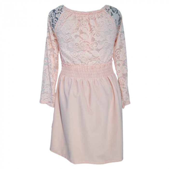 Rochie eleganta cu maneca scurta pentru fete DR MODA 270323-35, Roz [2]