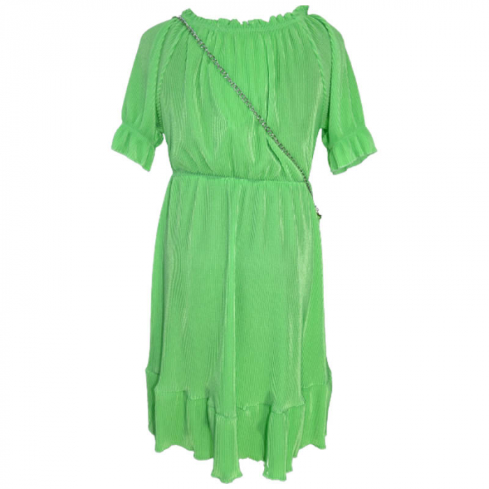 Set 2 piese rochie eleganta cu maneca scurta si geanta pentru fete New Collection 270323-6, Verde [2]