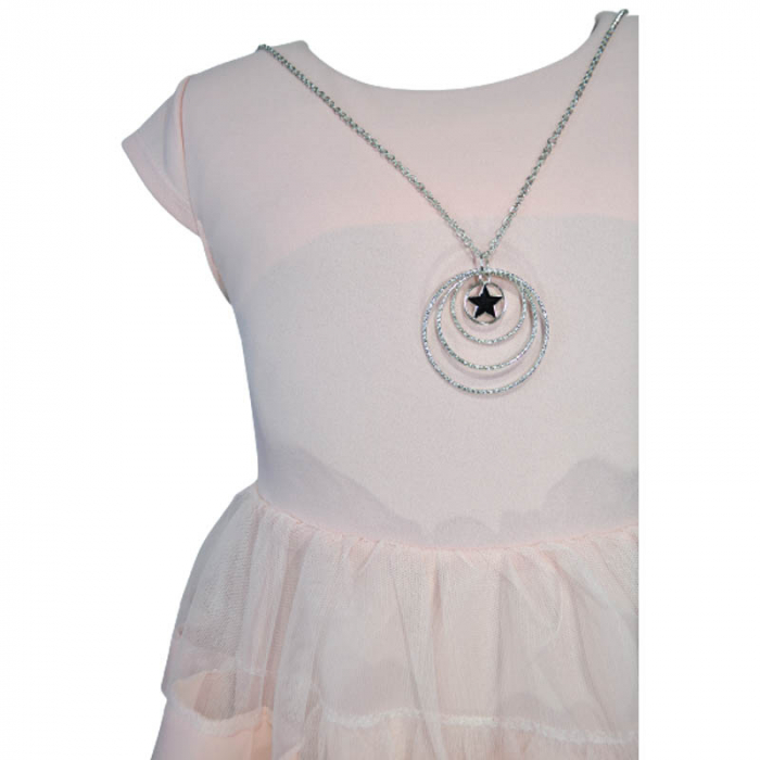 Rochie eleganta cu maneca scurta si lant pentru fete JDJ 270323-4, Roz [4]