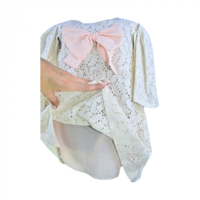 Rochie eleganta cu maneca scurta pentru fete, Mini Junior 11211, Crem [6]