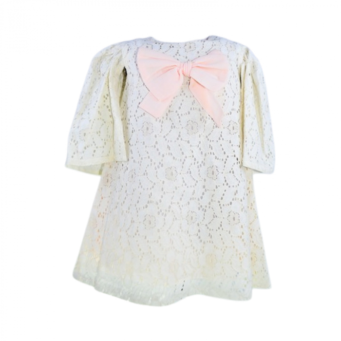 Rochie eleganta cu maneca scurta pentru fete, Mini Junior 11211, Crem [1]