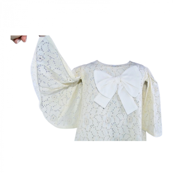 Rochie eleganta cu maneca scurta pentru fete, Mini Junior 11211C-2, Crem [3]