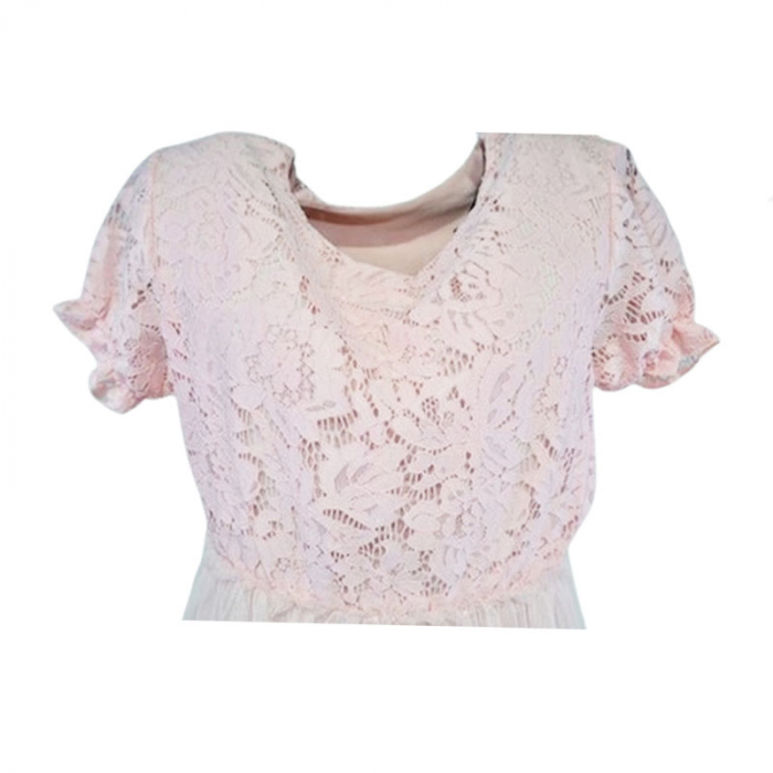 Rochie eleganta cu maneca scurta pentru fete Mini Junior MJ-04, Rozlb [2]