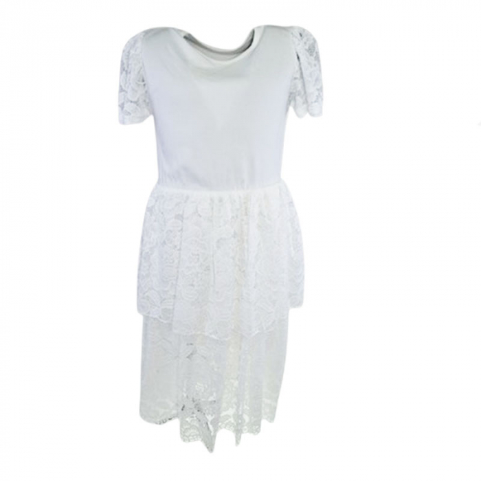 Rochie eleganta cu maneca scurta pentru fete Mini Junior MJ-06, Alb [1]