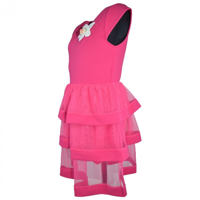 Rochie eleganta cu maneca scurta pentru fete Mini Junior R290524-7, Fucsia [3]