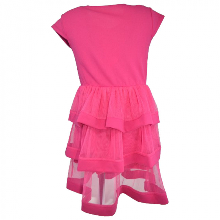 Rochie eleganta cu maneca scurta pentru fete Mini Junior R290524-7, Fucsia [2]