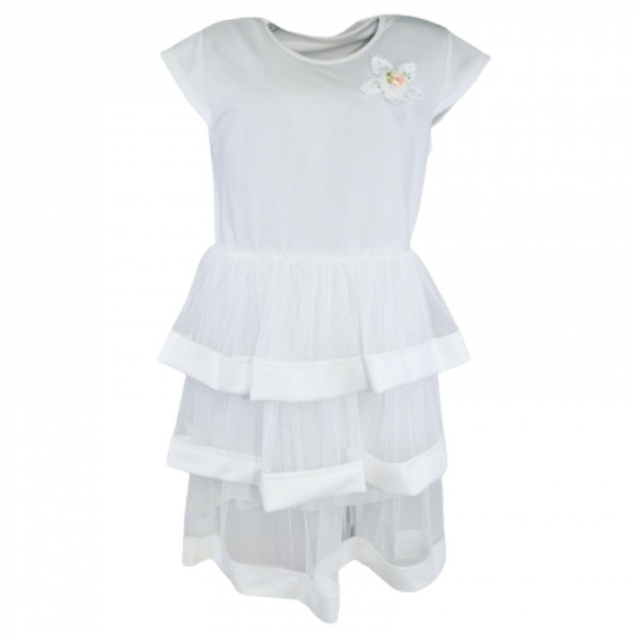 Rochie eleganta cu maneca scurta pentru fete Mini Junior R290524-8, Alb [1]