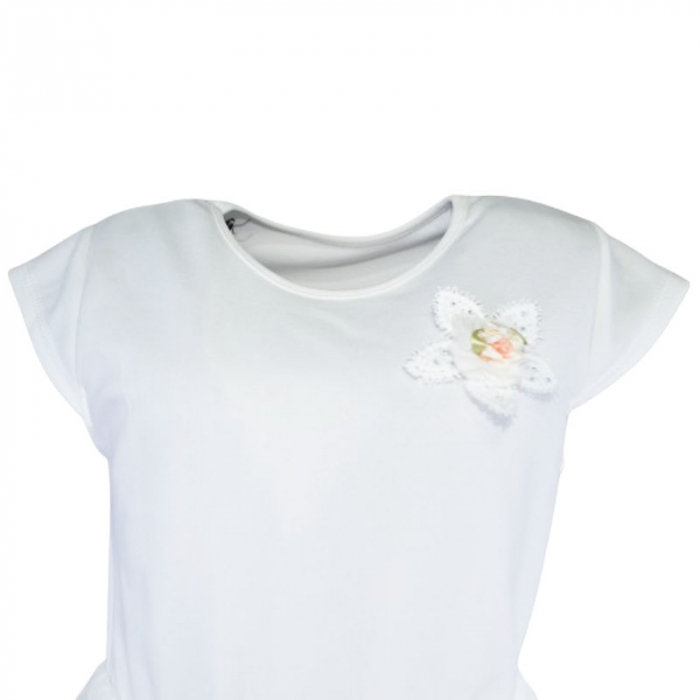 Rochie eleganta cu maneca scurta pentru fete Mini Junior R290524-8, Alb [4]
