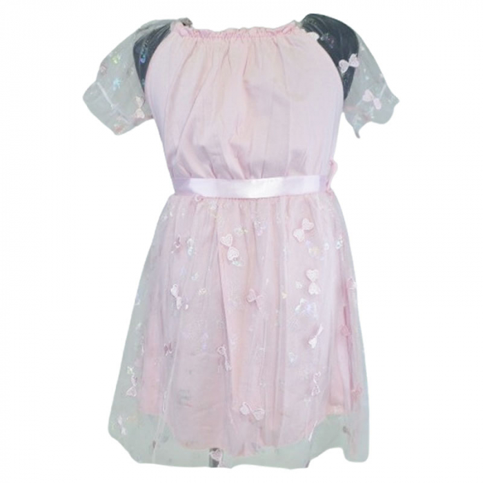 Rochie eleganta cu maneca scurta pentru fete Mini Junior R290524-9, Roz [2]