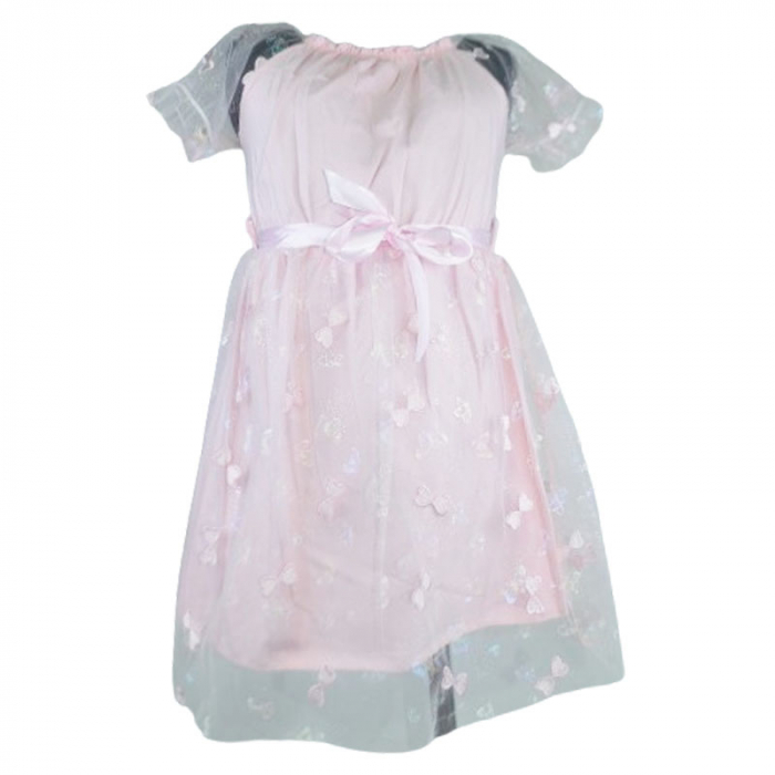 Rochie eleganta cu maneca scurta pentru fete Mini Junior R290524-9, Roz [1]