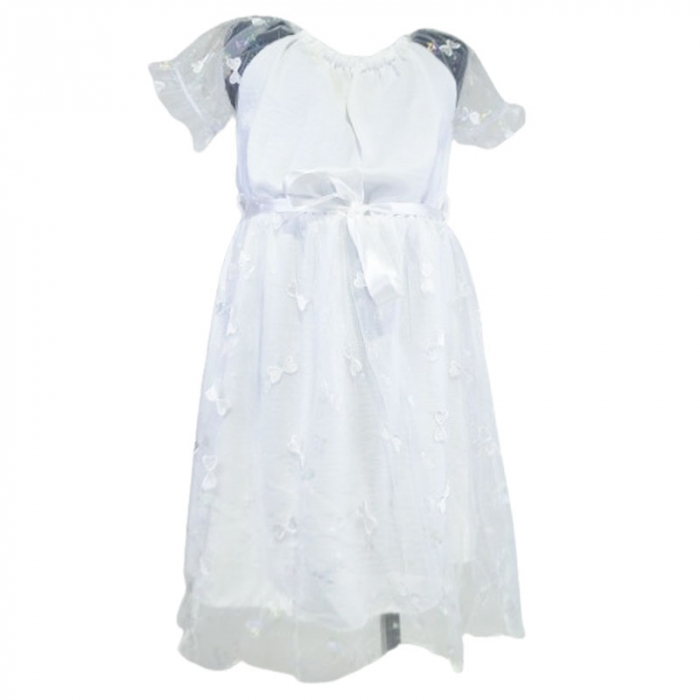 Rochie eleganta cu maneca scurta pentru fete Mini Junior R290524-10, Alb [1]
